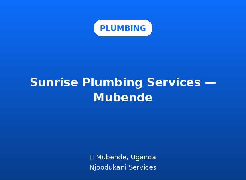 Sunrise Plumbing Services — Mubende