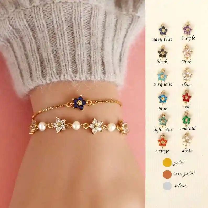Rose Gold-1 Birthday Stone Flower 1 Pear