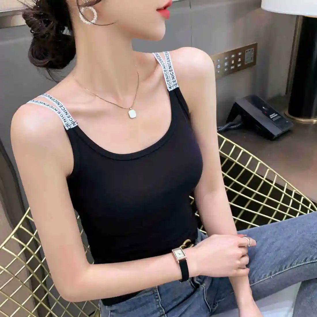 Black-S-Letter Double Strap