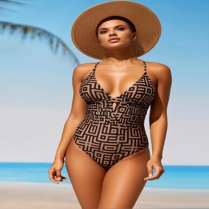 2026 New Spring Women's Plaid Print One-Piece Swimsuit, Backless Sexy Bow, Indoor And Outdoor Swimwear For Spring And Summer