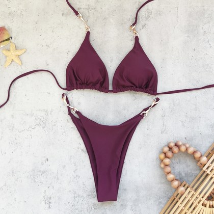 Solid-color European And American-style Bikini For Women