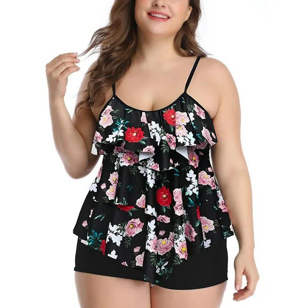 Plus-size Boxer Briefs Printed Swimsuit