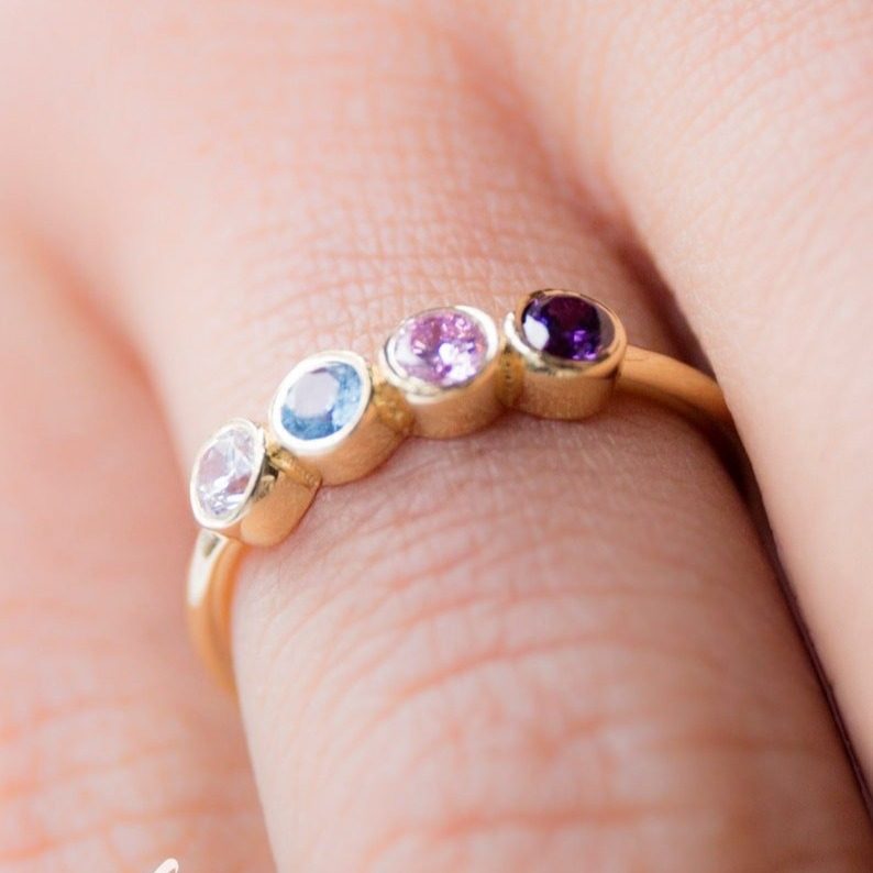 Sterling Silver Colorful Crystals Ring Female Rainbow Color Zircon Ring