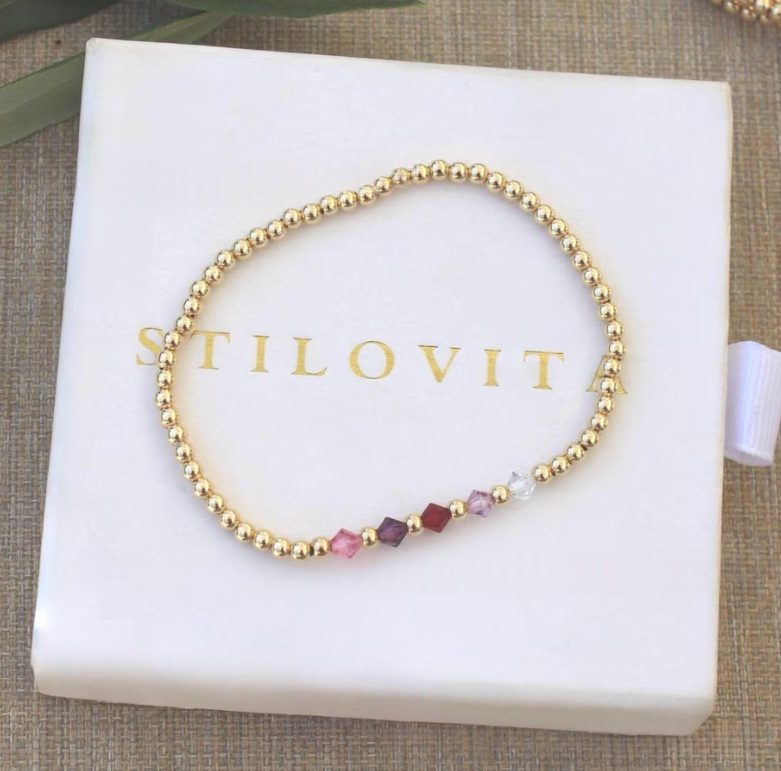 Luxury Gold Beaded Twelve Birthday Bead Bracelet For Women