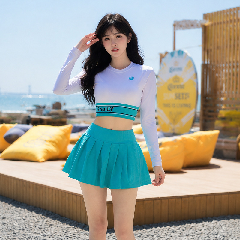 Long-sleeve Figure-flattering Versatile Swimsuit For Girls