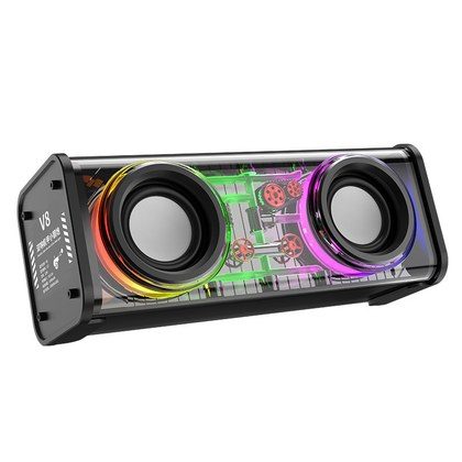 Portable Bluetooth Speaker With LED Lights&Transparent Casing, Bluetooth 5.3 Wireless Outdoor Speakers Support TWS Pairing-TF Card, 10W Stereo Sound…