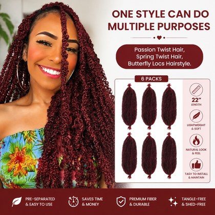 22 Inch Soft Springy Afro Twist Hair Pre-Separated Spring TwistFor Soft Faux Locs Crochet Synthetic Hair Extensio Syntheticwigs N For Women Curly Ha…