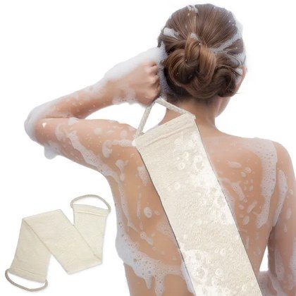 Premium Bamboo Fiber Exfoliating Body Scrubber Towel - Deep Clean & Gentle Exfoliation For Smooth Skin-Beige