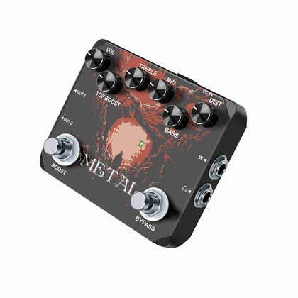 Metal Guitar Effect Pedal Traditional Metal Sound 80s/90s Headphone Output TREBLE/MID/BASS/BOOST/VOL/DIST For Electric Guitar Effect Pedal True Bypa…