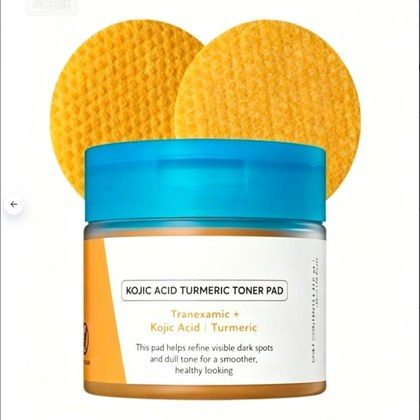Kojic Acid Turmeric Toner Pads, Exfoliating Facial Cotton Pads