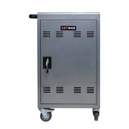30  2Bay Mobile School Charging Cart Station For Chromebook, Tablet And Laptop Computer With Power Strip Included, Assembly Required-SILVER