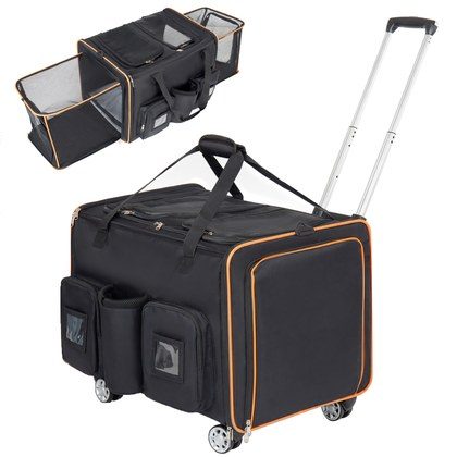2 In 1 Large Cat Carrier For 2 Cats,Rolling Pet Carrier With Wheels,Expandable Foldable Double Pet Carrier With Removable Divider,Breathable Mesh Ox…