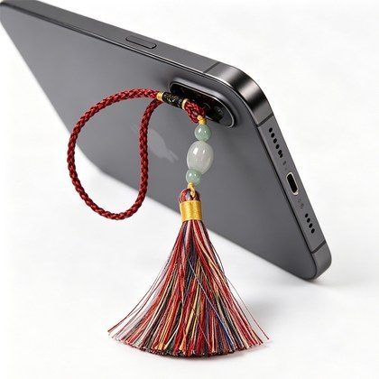 Knot Tassel Pendant For Phone Case, Mini Mala Tassels With Hanging Loop, Jade Beads And Charms