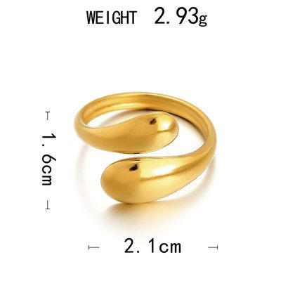 18K Gold Vacuum Plated Ring Starfish Shell Heart Flower Stainless Steel Open Band