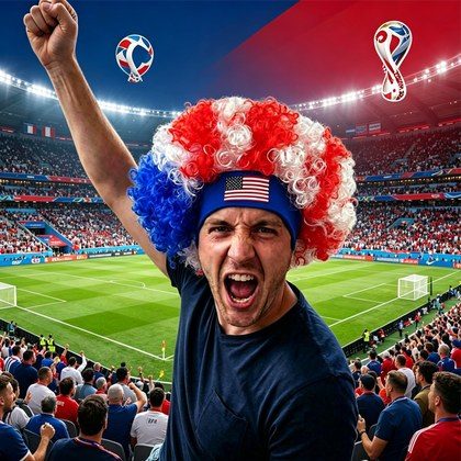 Red White Blue Fan Wig For World Cup,USA World Cup Headband Wig - Ideal For Soccer Enthusiasts, Wig Accessory For Celebrations