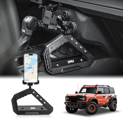 OMU Genesis Series Aluminum Center Console Grab Handle With Phone Holder For Ford Bronco 2021   Not Fit For Ford Bronco Sport