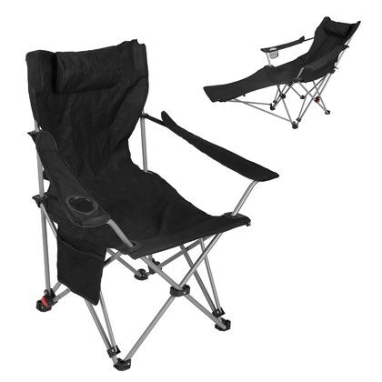 1Pc Reclining Camping Chair With Footrest 4-Position Adjustable Outdoor Folding Chair Heavy Duty Portable Camping Lounge Chair With Headrest Cup Hol…