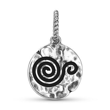 Taino Snail Conch Symbol 925 Sterling Silver Hand Textured Dangle Charm For Charm Bracelets