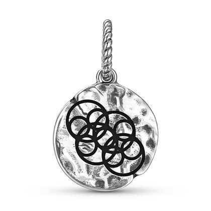 Crop Circles Braid Pattern Symbol 925 Sterling Silver Hand Textured Dangle Charm For Charm Bracelets