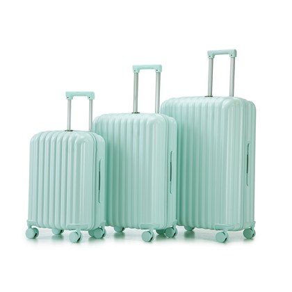 20  24  28  3 Pcs Set In ABS Spinner Wheel Luggage, Carry On Suitcase, With Cup Holder & USB Port & Phone Holder  Mint Green