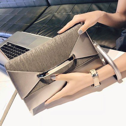 Pleated Evening Purse Pearl PU Leather Versatile Elegant Taupe Clutch Bag