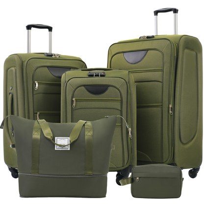 Softside Luggage Expandable 3 Piece Set Suitcase With Duffel Bag Upright Spinner Softshell Lightweight Luggage Travel Set-22 26 30 IN
