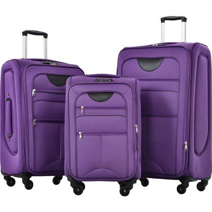 Softside Luggage Expandable 3 Piece Set Suitcase Upright Spinner Softshell Lightweight Luggage Travel Set-22 26 30 Inches