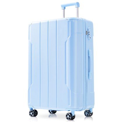 Hardshell Luggage, Lightweight Durable ABS Suitcases With Double Wheels, Expandable 24 Inch Checked Travel Luggage  Skyblue