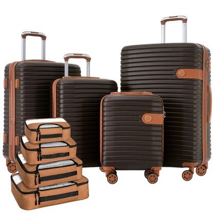 4 Piece Luggage Set Suitcase Set, ABS Hard Shell Lightweight Expandable Travel Luggage With 4 Packing Cubes, TSA Lock, Spinner Wheels For Men Women …