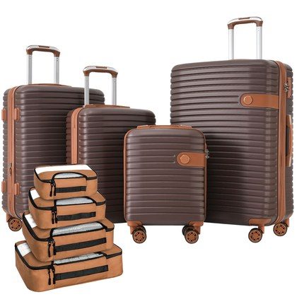 4 Piece Luggage Set Suitcase Set, ABS Hard Shell Lightweight Expandable Travel Luggage With 4 Packing Cubes, TSA Lock, Spinner Wheels For Men Women …
