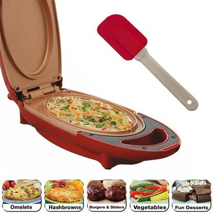 Kitchen Ceramic Non Stick Copper Infused Healthy No Oil Grill Omelette Maker C
