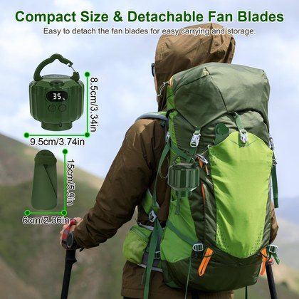 3-in-1 Camping Fan With LED Lantern, Hanging Tent Fan 3 Wind Speeds, Remote Control Timer, USB Power Bank, Low Noise Rechargeable Fan With Battery D…