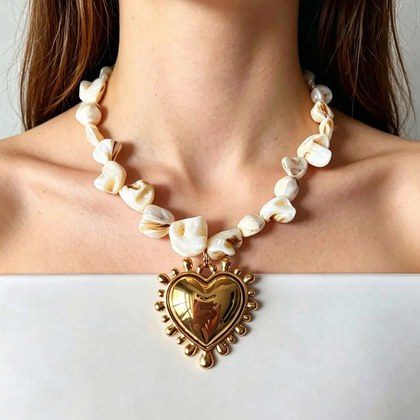 Stainless Steel Vacuum-plated 18K Gold Pendant Necklace