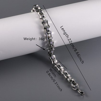 Popular Streetwear Cuban Chain Bracelet For Men, Bold Domineering Punk Hip Hop Design, All-match Stainless Steel Titanium Steel Fashion Accessories