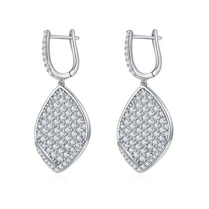 S925 Sterling Silver Platinum Plated Leaf Shaped Pave Moissanite Dangle Earrings  Teardrop Drop Earrings With GRA Certificate Luxury Jewelry Gift Bo…