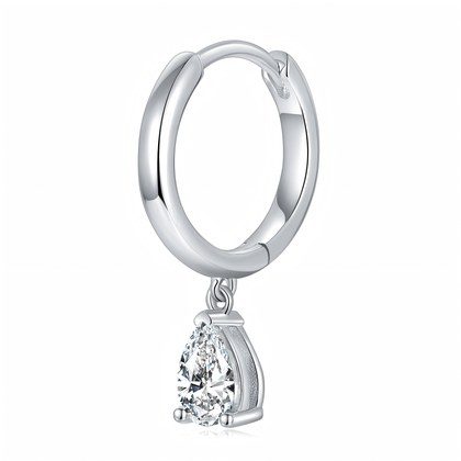 S925 Sterling Silver 4x6mm Pear Cut Moissanite Hoop Earrings  Platinum Plated Dangle Huggie Earrings With GRA Certificate Elegant Jewelry Gift Box S…