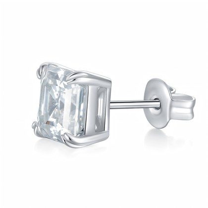 S925 Sterling Silver 6x8mm Emerald Cut Moissanite Stud Earrings  Octagon Solitaire With GRA Certificate Platinum Plated Jewelry Gift Box Set For Wom…