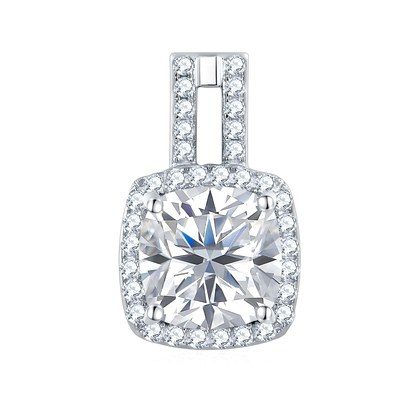 S925 Sterling Silver 7x7mm Cushion Cut Moissanite Stud Earrings  Double Bar Halo Drop Earrings With GRA Certificate Platinum Plated Jewelry Gift Box…