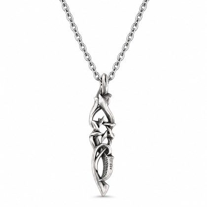 Antique Twisted Knot Pentagram Openwork Pendant Necklace For Men Women, Copper Plated Silver Vintage Gothic Celtic Biker Street Punk Jewelry Gift