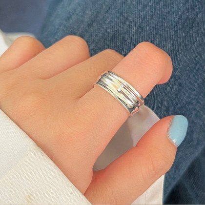 Niche Vintage S925 Sterling Silver Plain Band Ring, Anti-fade Light Luxury Adjustable Open Finger Ring For Women