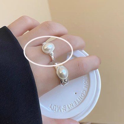 Women Light Luxury S925 Silver Plain Band Adjustable Open Finger Ring