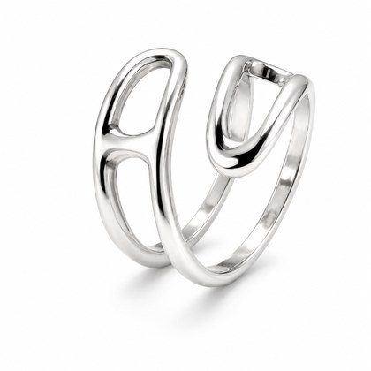 Minimalist Irregular Hollow Split Open Adjustable Ring For Women, Copper Silver Plated Geometric Wrap Stackable Plain Band Daily Jewelry Gift