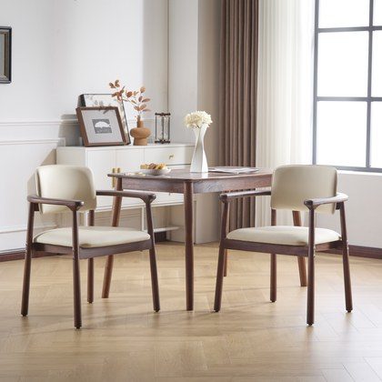 2 - Pack Dining Room Chairs, Sturdy Rubber Wood, Comfortable PU Foam Seat, Ideal For Home & Kitchen
