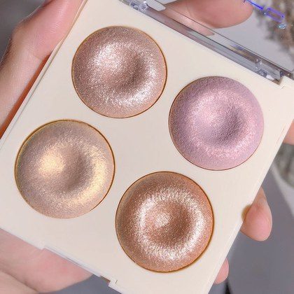 Four-color Baked Highlighter Palette With Shimmering Glittery Eyeshadow