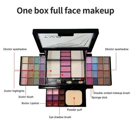 A Tianya Cosmetics 46-Color Pearlescent Eyeshadow Set With Puff
