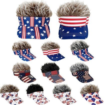 Simulation Wig Cap 250th Anniversary Baseball Cap Synthetic Short Hair Baseball Cap Spiked Hair Wig Hat Fake Hair Adjustable Sunshade Visor Fancy Pe…