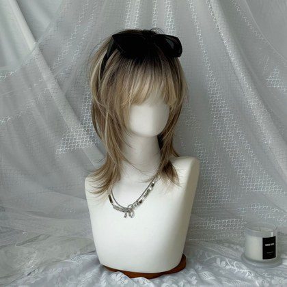 Wig Unisex Golden Brown Full-head Wig