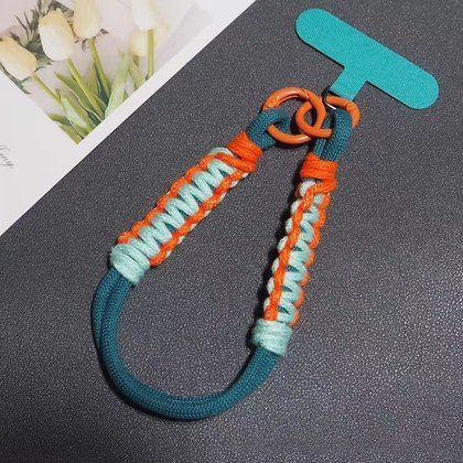 Creative Color-blocked Short Phone Case With A Charm To Prevent Loss