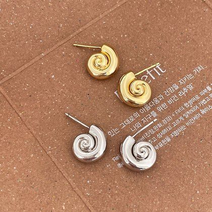 925 Silver Needle Unique Design Spiral Snail Stud Earrings, Womens Elegant Style