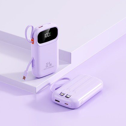 Mini Fast-charging Power Bank With Built-in Cable